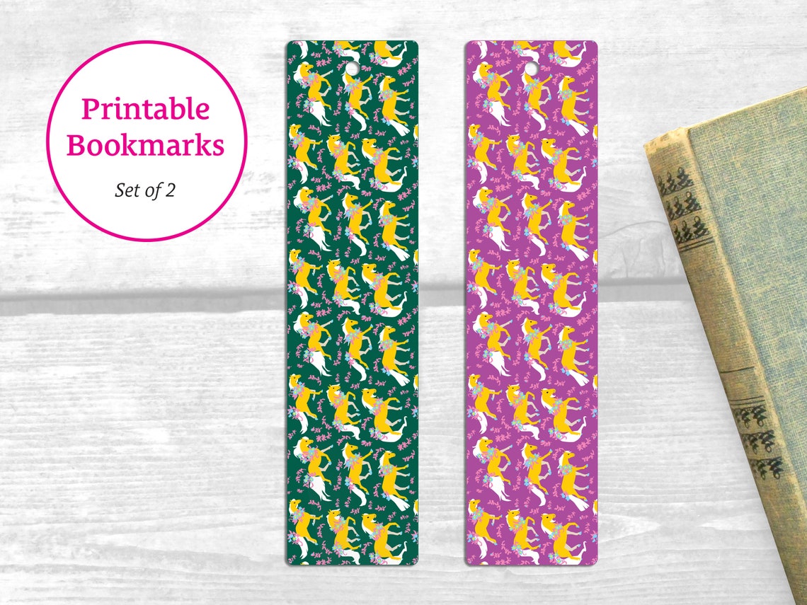 printable horse bookmarks illustrated pattern bookmarks etsy