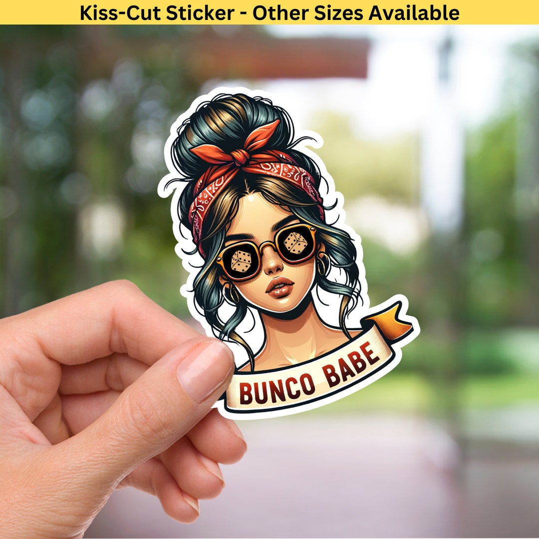 Retro Bunco Babe Kiss-cut Sticker, Vintage Inspired Game Night Decal ...