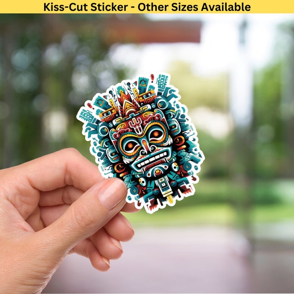 Aztec Symbol Sticker, Vibrant Mexican Art, Durable Kiss-Cut, Cutural and Artistic Unique Decal, Folklore Aztec Sticker, Aztec Warrior Art