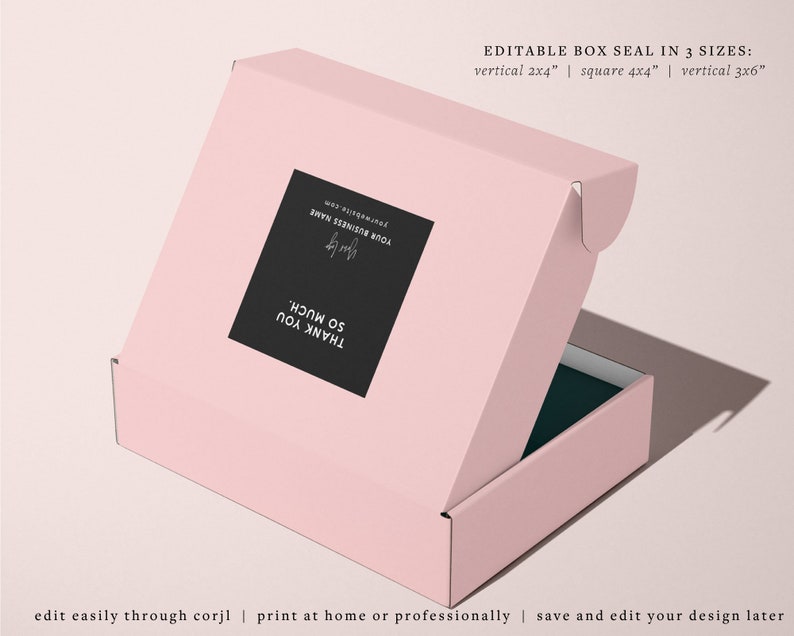 Modern Minimalist Editable Packaging Label Editable Box Seal | Etsy
