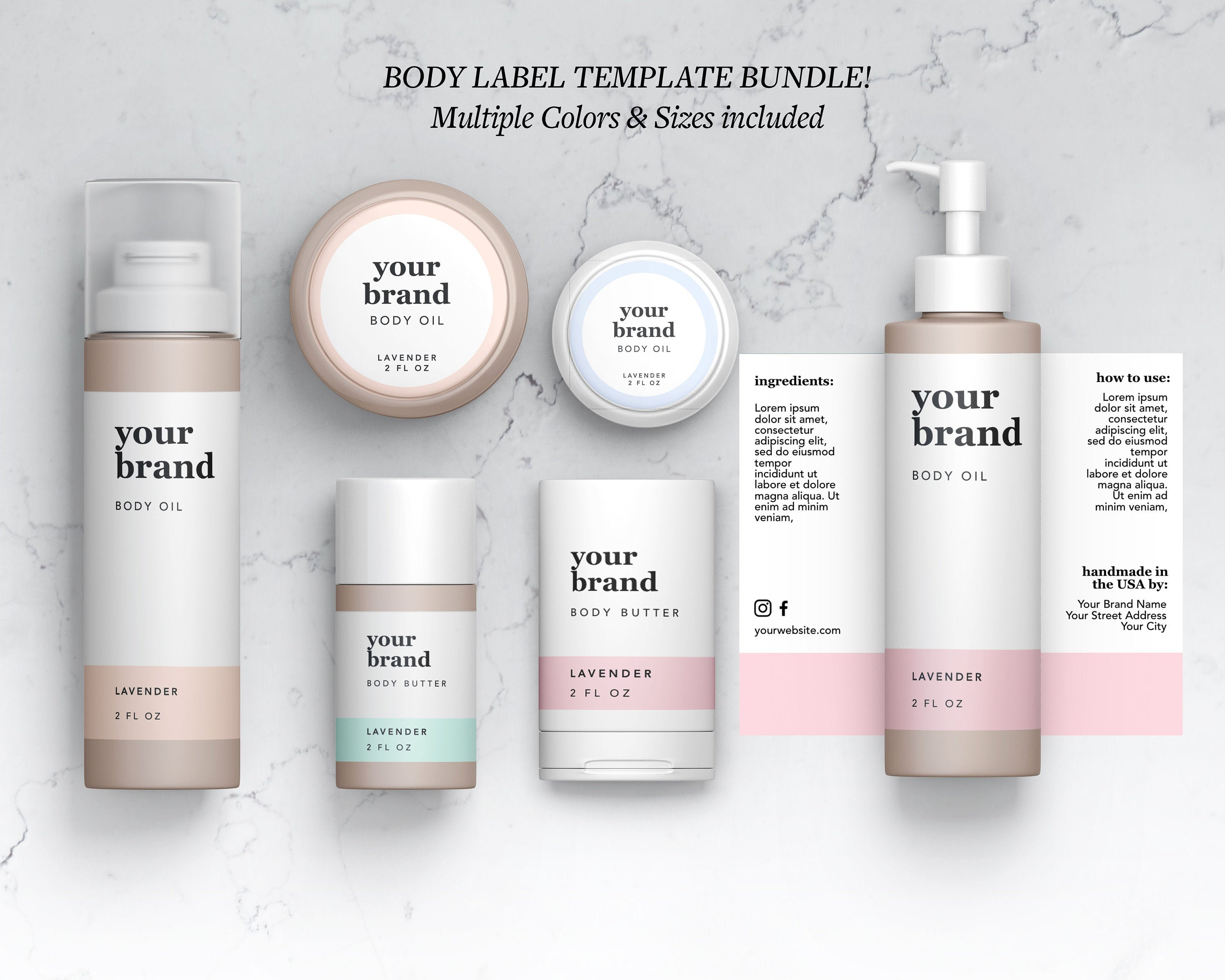 Editable Cosmetic Labels, DIY Skincare Label Set, Boho Product Label