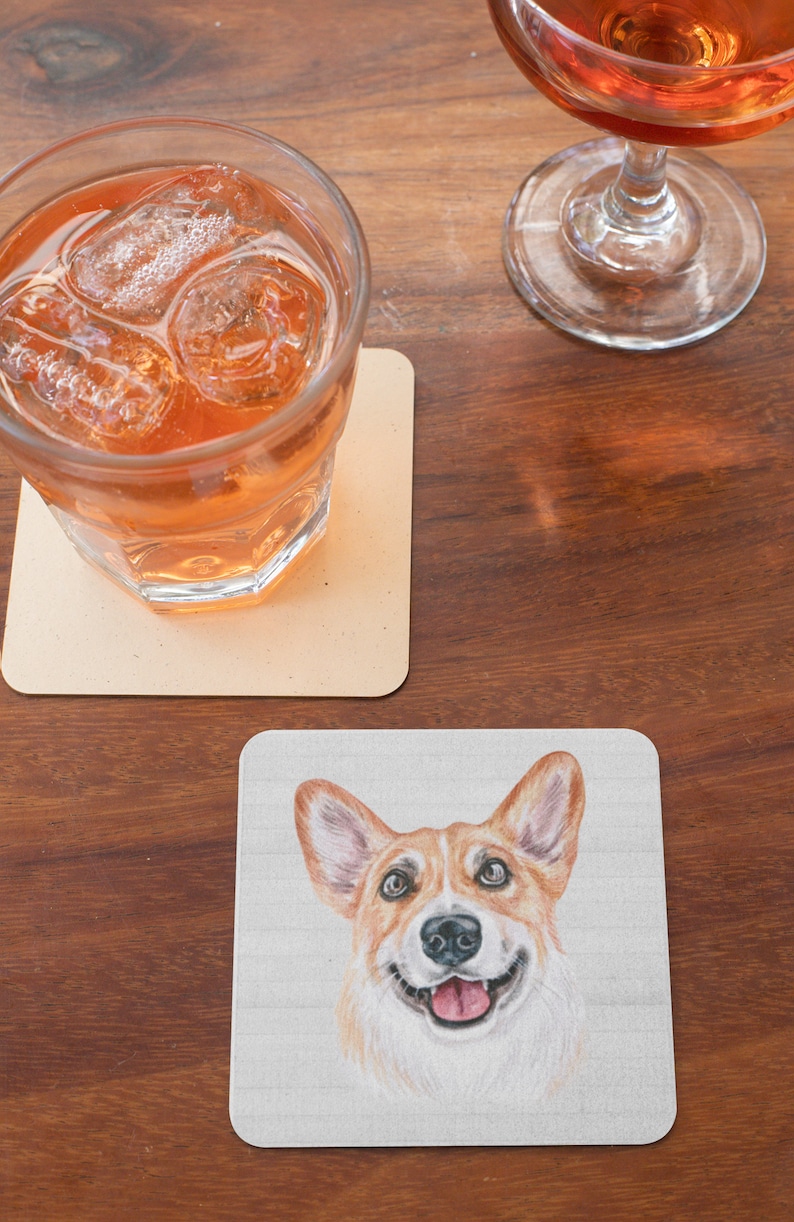 Dog Groomer Gift Corgi Coasters Dog Theme Coasters Corgi Lover Gift Polyester Top Coasters Dog Lover Gift