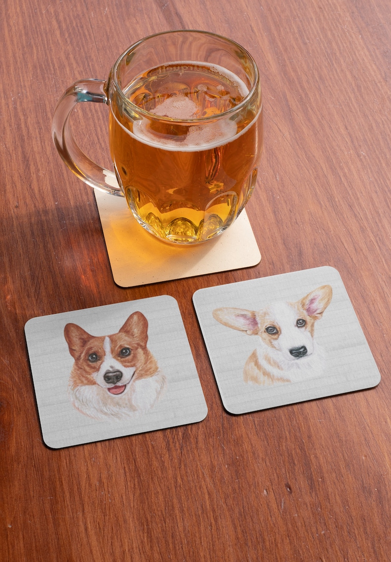 Dog Groomer Gift Corgi Coasters Dog Theme Coasters Corgi Lover Gift Polyester Top Coasters Dog Lover Gift