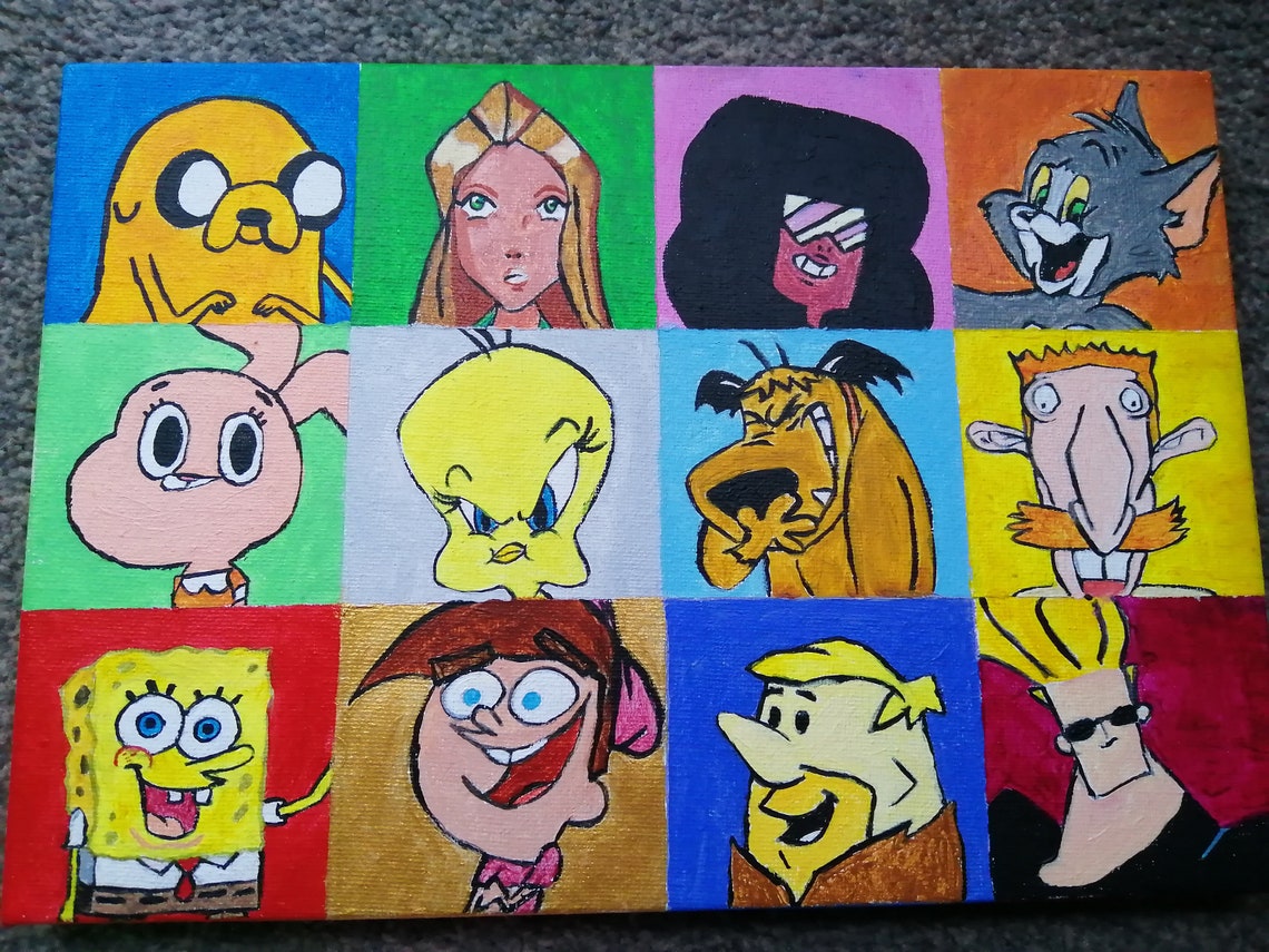 Acrylic Painting of Cartoon Characters of Your Choice Etsy UK