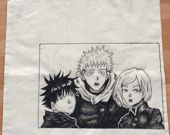 manga panel hand painted tote bags