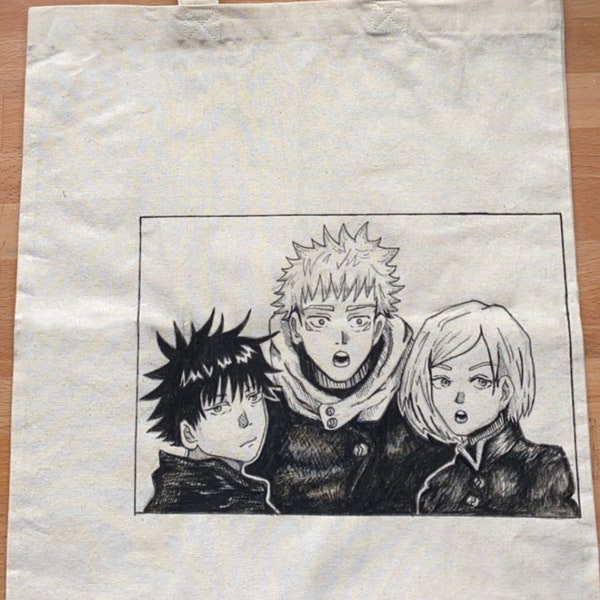 manga panel hand painted tote bags