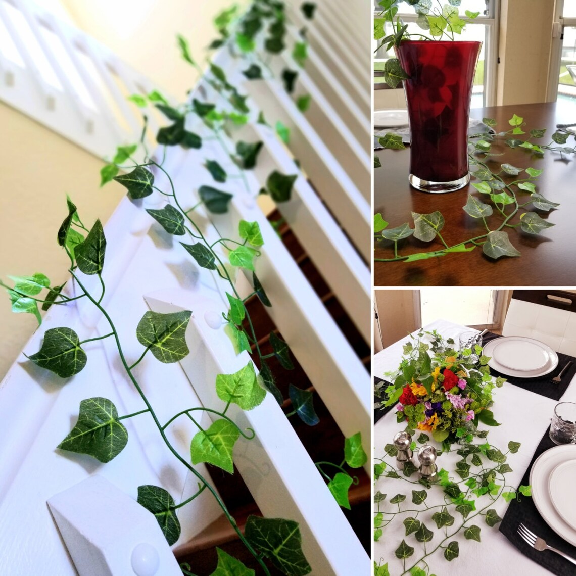 12 Pack Silk Ivy Vines 95ft Multicolor Artificial Leaf Etsy