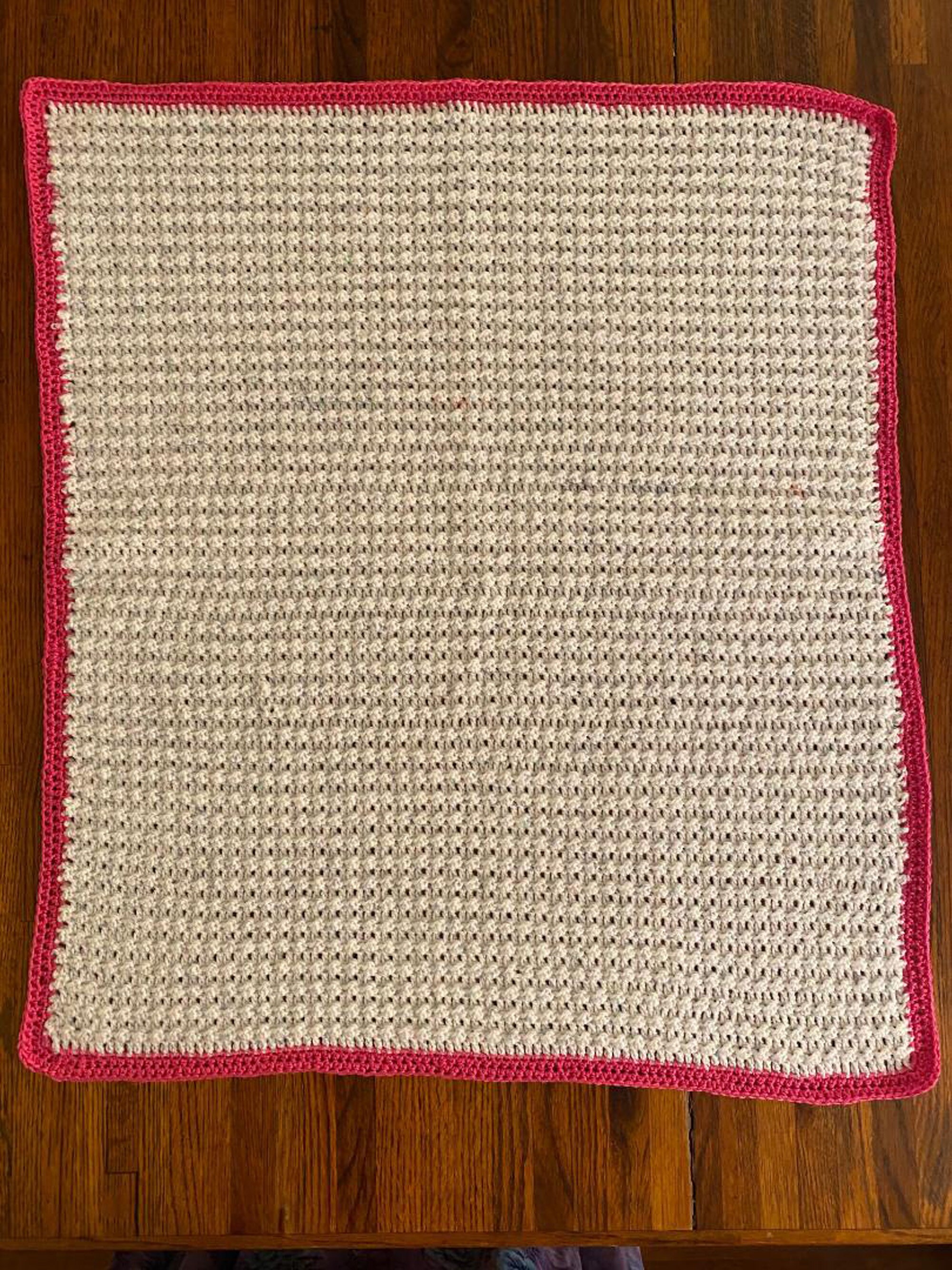 Crochet pink border baby blanket Etsy