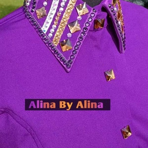 Western custom Rodeo Queen Show Shirt in stretchable Stuff with Glass Stones Embellishments image 6