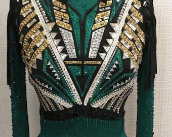 Western Show Bolero Jacket: Glass Stone Embellished Showmanship Shirt