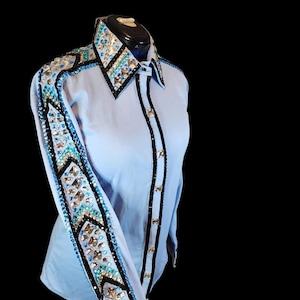 Western Show Shirts mit vorderen und hinteren Steinakzenten und verdecktem YKK-Reißverschluss