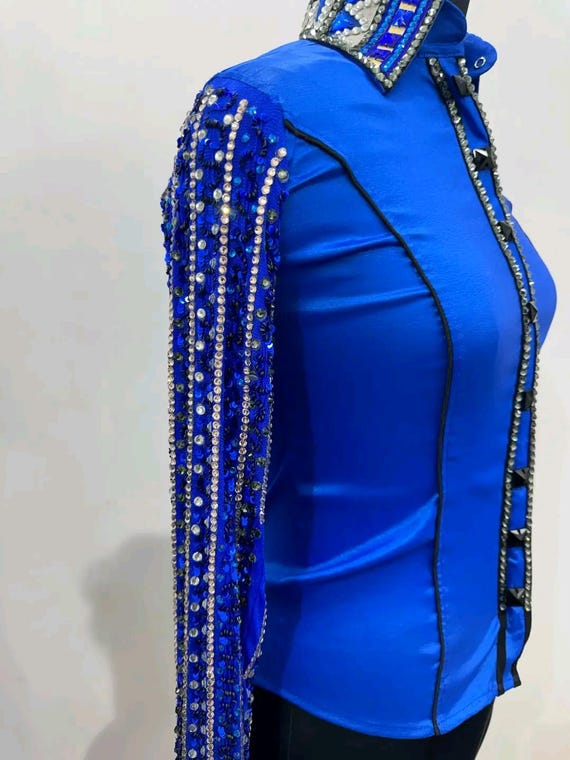 Chemise de spectacle Western stretch tafetta manches transparentes