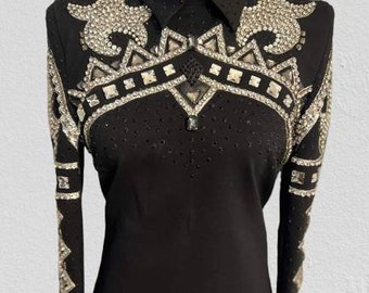 Gilet Western à Paillettes Show Diva Designs - Noir Et Marron - Taille 3X - Occasion
