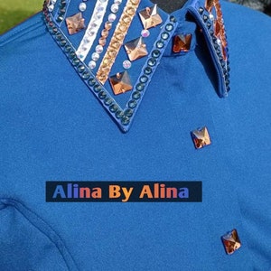 Western custom Rodeo Queen Show Shirt in stretchable Stuff with Glass Stones Embellishments image 7
