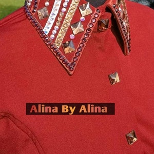 Western custom Rodeo Queen Show Shirt in stretchable Stuff with Glass Stones Embellishments image 3