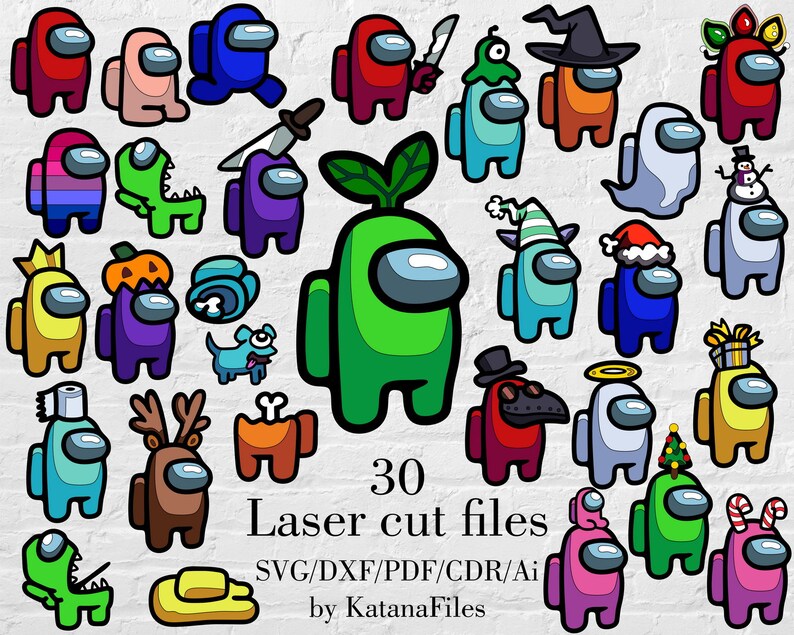 Download Among us laser cut Svg Dxf Pdf Cdr Ai files with 30 designs | Etsy