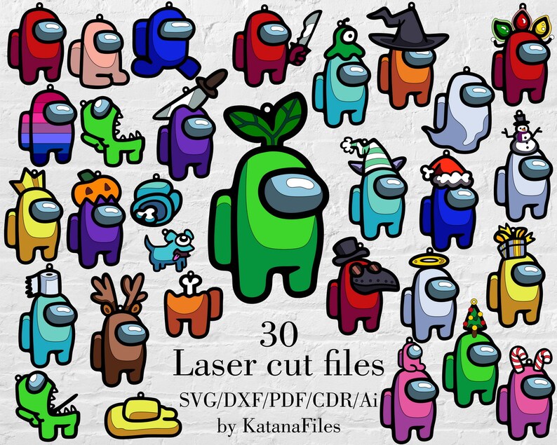 Download Among us laser cut Svg Dxf Pdf Cdr Ai files with 30 ...