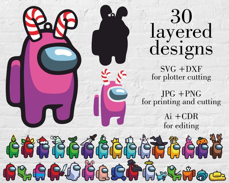 Download Among Us Svg Dxf Png Ai Cdr layered plotter cut files for ...