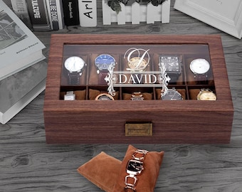 Personalized Watch Box, Watch Box for Men, Groomsman Gift, Best Man Gift, Watch Case, Gift for Dad, Watch Holder, Christmas Gift For Him