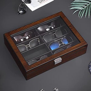 Caja de Cuero para 6 Relojes y 3 Gafas Sol con Organizador Joyas  Almacenamiento