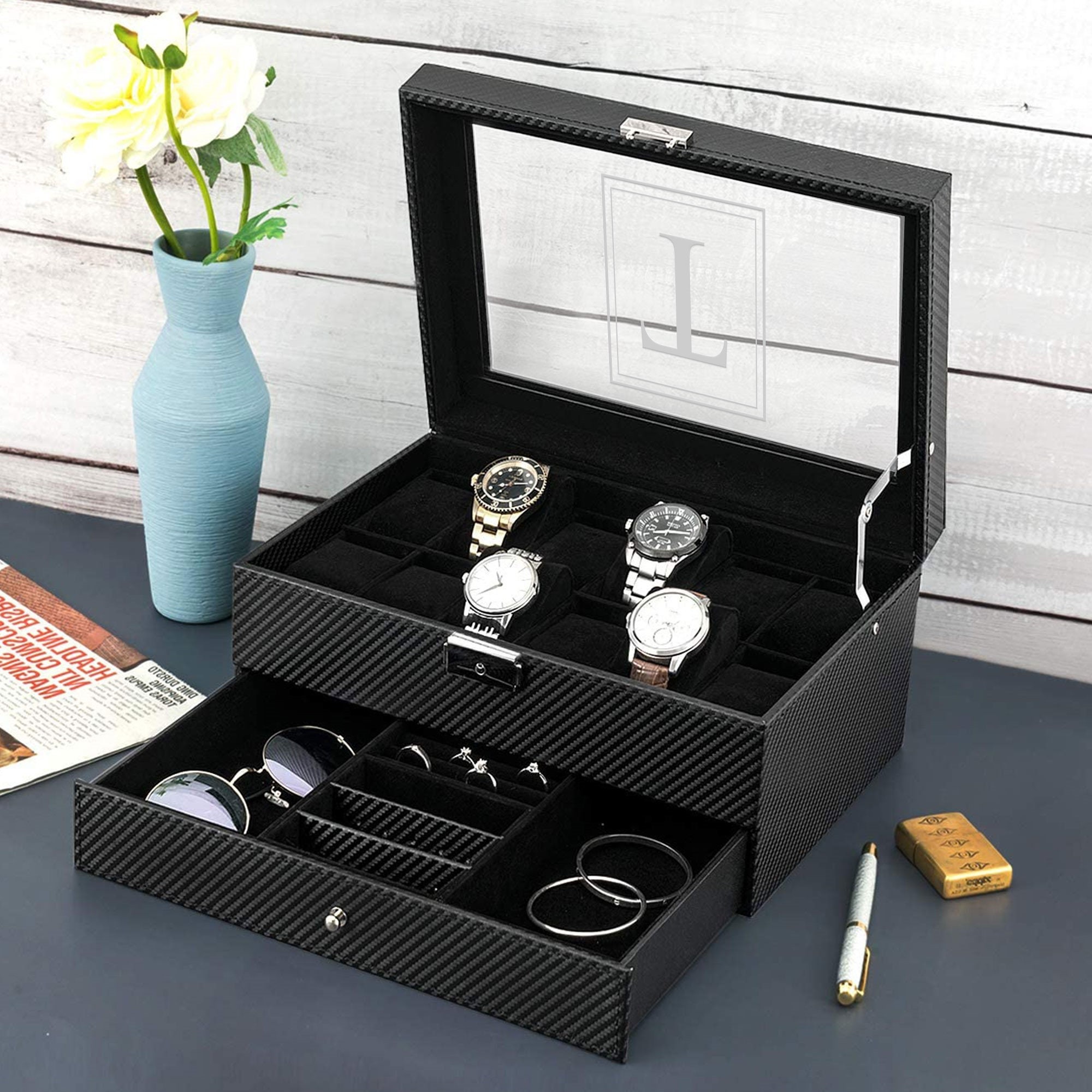 Anniversary Gift for Him 5 Year - Men's Openwork Watch + Watch Box - Great Anniversary Gift Idea for Husband, from Wife