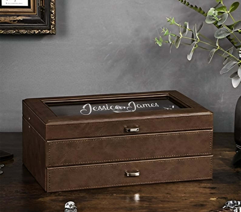 Personalized Gifts Watch Box With Drawer Mens Watch Box Etsy