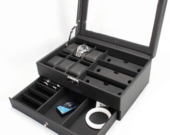 Caja de reloj, Caja de reloj para hombres 6, Cajón de caja de reloj de madera, Regalo del quinto aniversario para hombres, Caja de reloj de madera 8, Caja de reloj para hombres personalizada