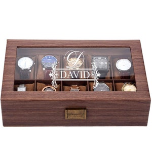 Personalized Wood Watch Case, Custom Watch Organizer, Wooden Storage Box, Valet Watch Box, Father's Day Gift, Gift For Him