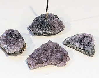 Natural Amethyst Crystal Raw Stone Incense Holder for Meditation