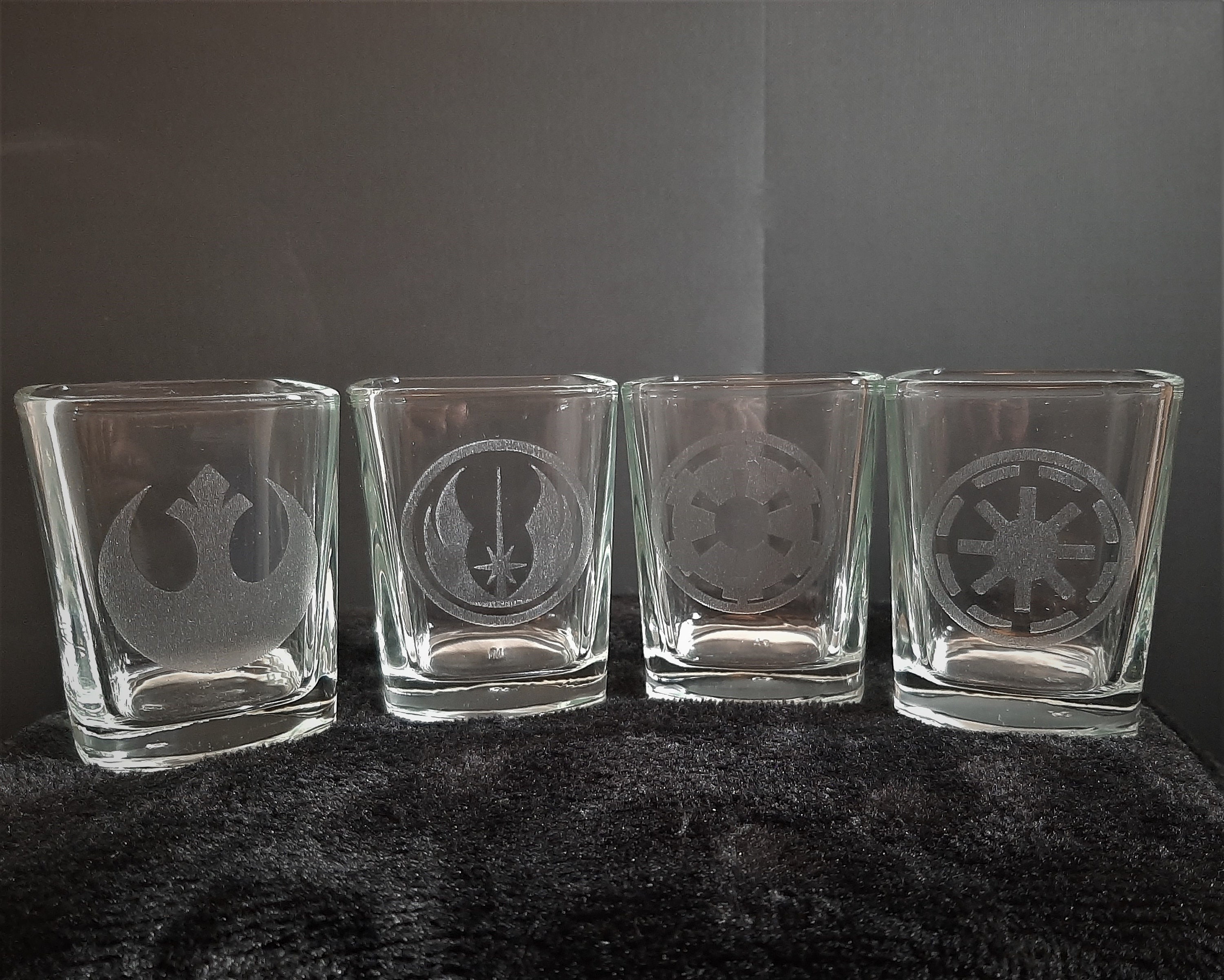 Star Wars Shot Glasses Set of Four: Mandalorian, Jedi Order, Rebel
