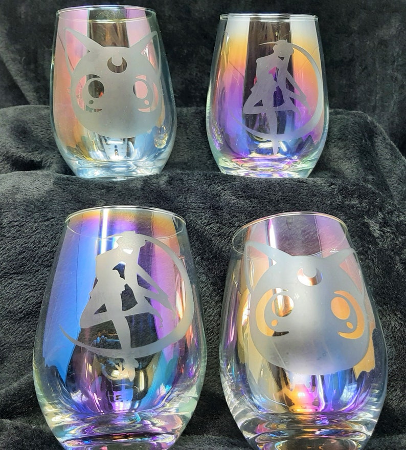 Sailor Moon Or Luna Iridescent Inspired Wine glass image 1