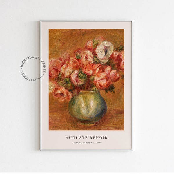 Flower in a Vase, Auguste Renoir Poster Print - DIGITAL DOWNLOAD Wall Decor, Oil Painting Printable.