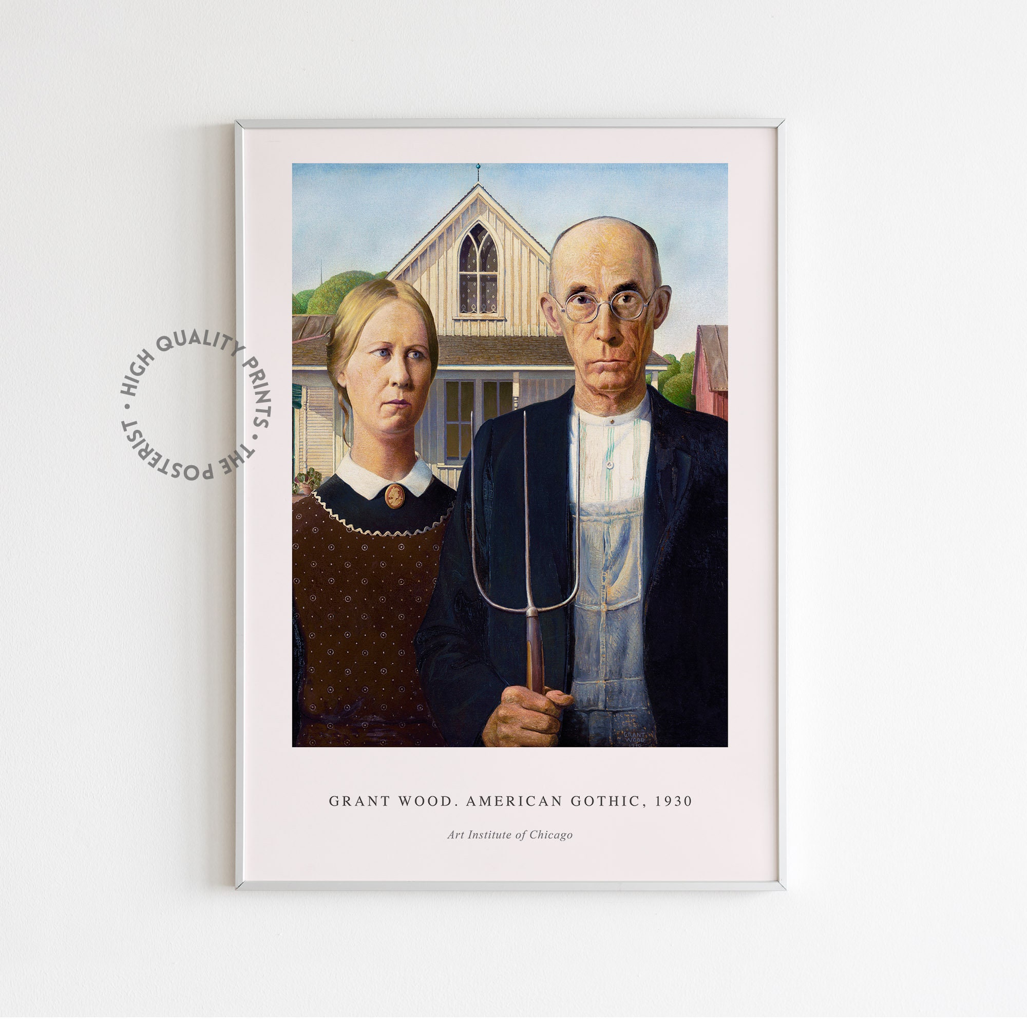 Framed American Gothic Painting