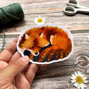 Sleeping fox 10 cm Sticker