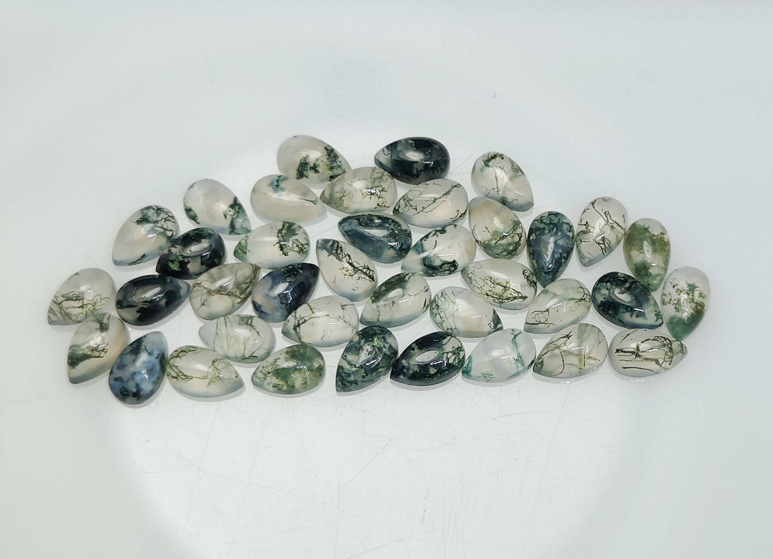 Natural AAA Moss Agate Teardrop Pear Shape Cabochon Gemstone 3x4 3x5 ...
