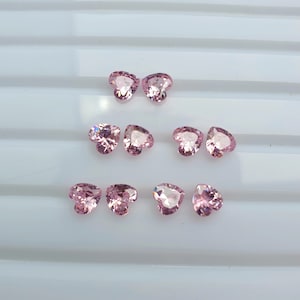 Natural Pink Cubic Zirconia Heart Shape Faceted Gemstones 6MM and 7MM Size. Pink Cubic Zirconia Heart Cut. Heart Cut. For Jewelry Making