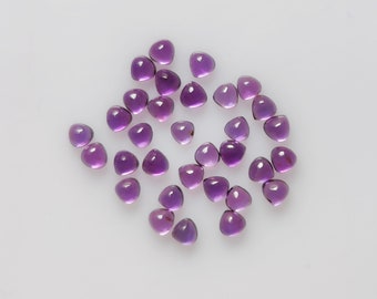 Natural AAA Excellent Quality Amethyst Heart Shape Cabochon 3 4 5 6 7 8 9 10 11 12 13 14 15 MM Size . African Amethyst Heart Cab Heart Cabs