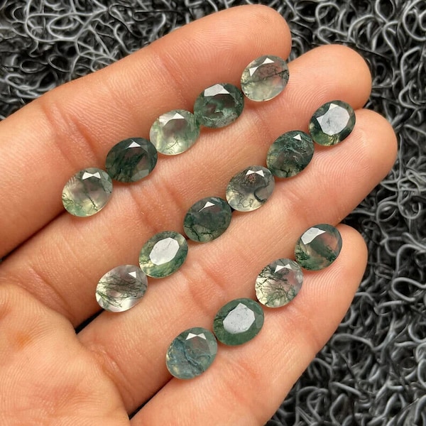 Natural AAA Moss Agate Oval Shape Faceted Gemstone 2x4 2.50x5 3x5 4x6 5x7 6x8 7x9 8x10 9x11 10x12 10x14 12x14 12x16 13x18 15x20 MM Size. Cut