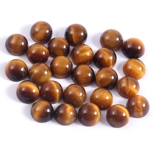 Tiger Eye Round Shape Cabochons Gemstones 1.50 1.75 2 2.25 2.50 2.75 3 3.25 3.50 3.75 4 4.25 4.50 4.75 5 MM Sizes. Tiger Eye Round Cab