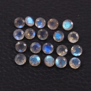 Natural Blue Fire Labradorite Round Shape Faceted Gemstones 1.25 1.50 1.75 2 2.25 2.50 2.75 3 3.25 3.50 3.75 4 4.25 4.50 4.75 5 MM Size. Cut