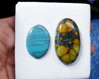 2 Pcs Lot, Natural AAA Tibetan Turquoise Long Oval Shape 20x30MM 22x40MM Cabochon Gemstone lot, Excellent AAA Turquoise Stone, Turquoise Cab