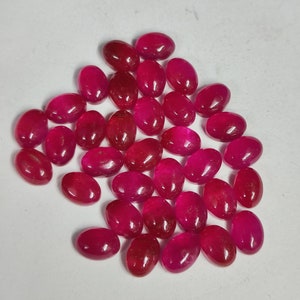 AAA Ruby Jade / Quartz Oval Shape Cabochon Gemstone 2x3 3x4 3x5 4x6 5x7 6x8 7x9 8x10 9x11 10x12 10x14 12x14 12x16 13x18 15x20 MM Size Ruby