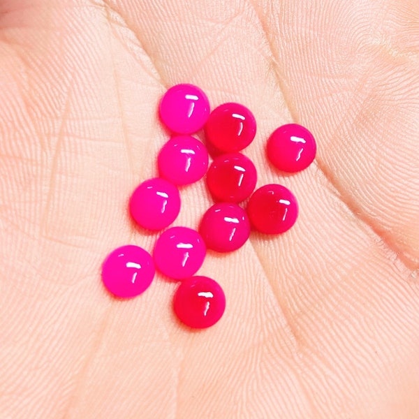 Natural Dark Hot Pink Rani Chalcedony Round Shape Cabochon Gemstone2MM 2.50MM 3MM 4MM 5MM 6MM 7MM 8MM 9MM 10MM 11MM 12MM 13MM 14MM 15MM Size