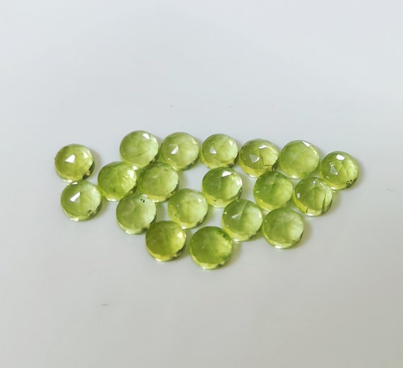 4mm Round Cabochon Natural Green Peridot Gemstone - Cut Gem - Eye Clean