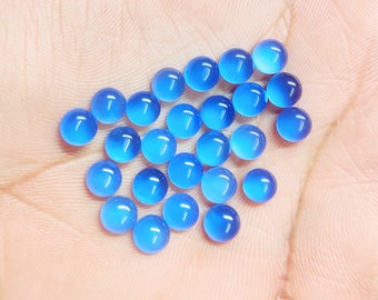 Piedra preciosa cabujón de calcedonia azul AAA de forma redonda, 2 mm, 2,50 mm, 3 mm, 4 mm, 5 mm, 6 mm, 7 mm, 8 mm, 9 mm, 10 mm, 11 mm, 12 mm, 13 mm, 14 mm y 15 mm.