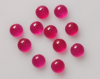 Cabochões redondos de rubi e jade/quartzo de excelente qualidade AAA, nos tamanhos 1,5, 2, 2,5, 3, 4, 5, 6, 7, 8, 9, 10, 11, 12, 13, 14 e 15 mm.