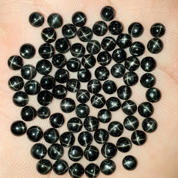 Natural AAA Black Star Diopside Round Shape Cabochon Gemstone 3MM 4MM 5MM 6MM 7MM 8MM 9MM 10MM 11MM 12MM 13MM 14MM 15MM Size. Black Star Cab