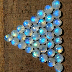 Natural AAA Rainbow Moonstone Round Shape Cabochon Gemstone 2MM 2.50MM 3MM 4MM 5MM 6MM 7MM 8MM 9MM 10MM 11MM 12MM 13MM 14MM 15MM Size. Cab