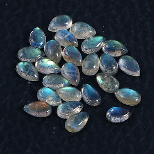 Labradorite Teardrop Shape Cabochons Gemstones 2x3 3x4 3x5 4x5 4x6 5x6 5x7 5x8 6x9 7x10 7x11 8x12 9x13 10x15 12x16 MM Size Labradorite Cabs.