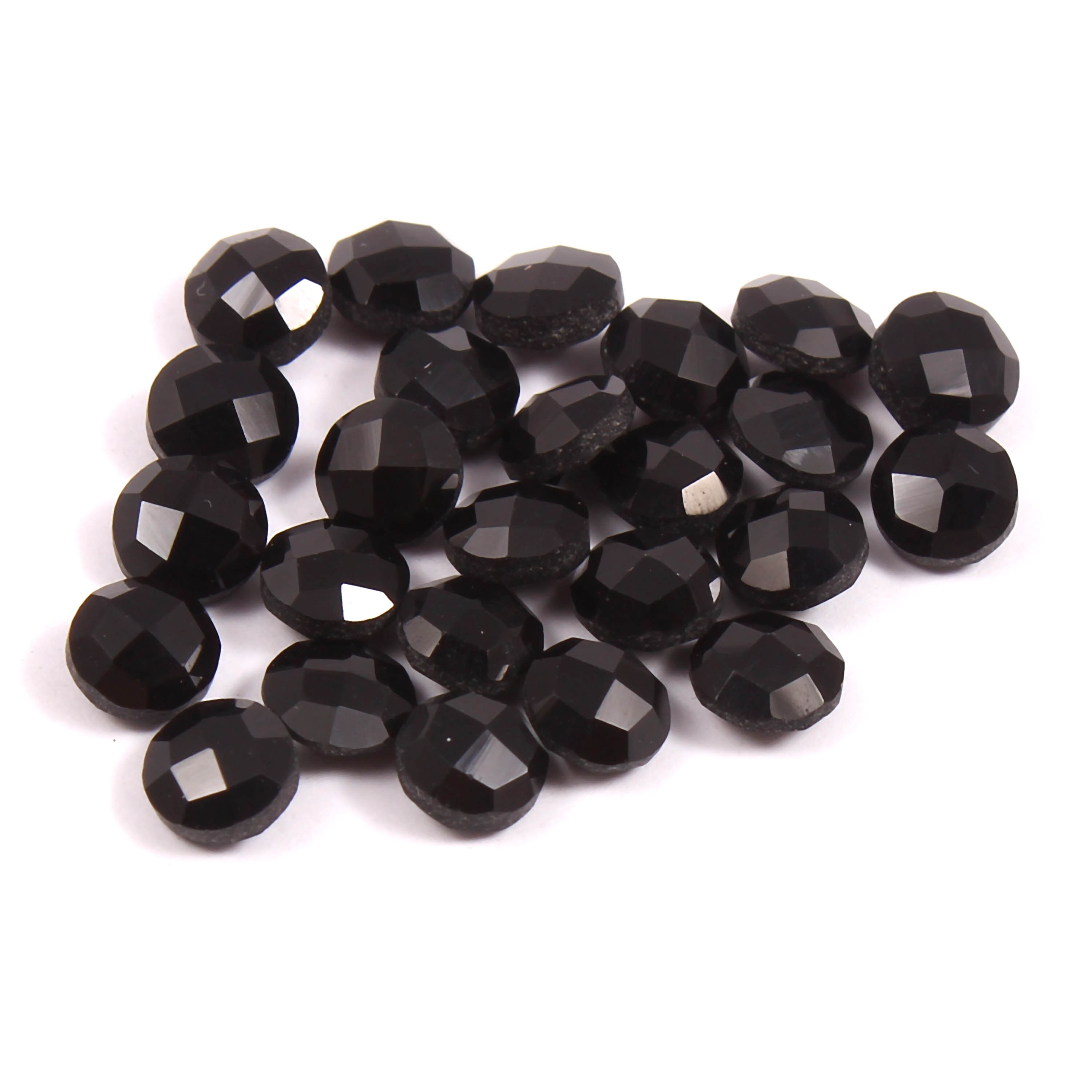 AAA Black Onyx Round Shape Briolette Checker Cut Loose